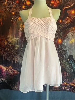 Strapless Halter Chiffon Dress in Light Pink